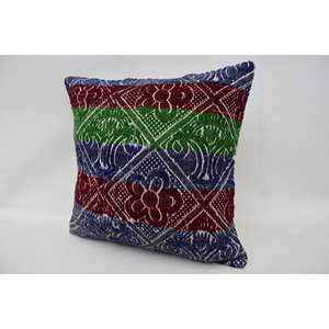 Oreiller en laine de 16x16 pouces avec motif tissé vintage patchwork de bohème multicolore Kantha - Product Image 3