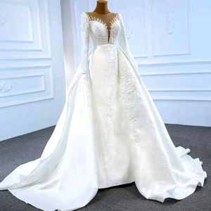 Vestido de Novia Corto de Lentejuelas y Satén de Lujo, Vestido de Novia Recto, Elegante Vestido de Fiesta Formal con Estampado para Mujer - Product Image 3