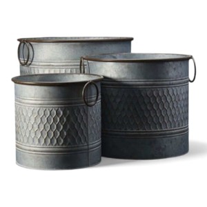 Jardinières cylindriques en métal galvanisé, pots de sol rustiques et industriels pour la décoration intérieure et le style de jardin extérieur - Product Image 2