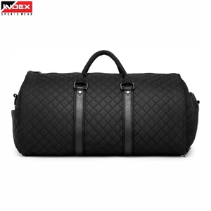 Sac de sport INDEX noir matelassé en nylon 36-56L, résistant à l'eau, forme ovale, poignée supérieure, plusieurs compartiments, pour équipement de sport - Product Image 1