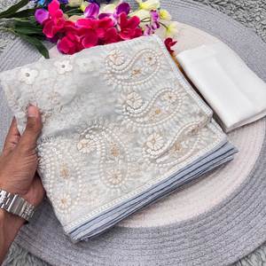 ชุดส่าหรีแบบดั้งเดิมสไตล์อินเดีย งานฝีมือดีไซเนอร์ระดับบอลลีวูด แฟชั่นปากีสถาน สำหรับเดือนอีด พร้อมเสื้อคลุม - Product Image 3