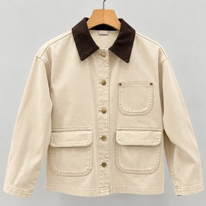 Veste en jean colorée pour femme avec col marron coloré, style denim pour fille - Product Image 1