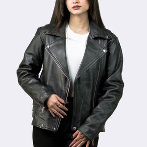 Veste en cuir à ourlet évasé avec veste portefeuille en cuir asymétrique de coupe féminine pour veste en cuir véritable recadrée à l'aspect moderne - Product Image 6