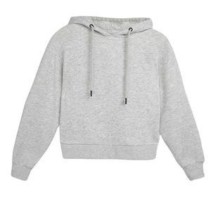 Hoodie court personnalisé en gros, sweat-shirt uni décontracté pour femme, pull court à capuche pour filles - Product Image 1