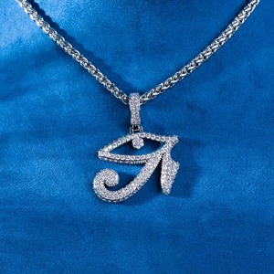 Horus Eye Moissanite diamante colgante encanto 925 Plata chapado en oro joyería egipcia Iced Hip Hop estilo Collar para hombres boda - Product Image 1