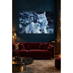 Impression sur toile de l'ogre Fida dans la neige sous des feuilles bleues - Product Image 1