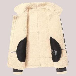 Veste en cuir de fourrure de mouton marron pour hommes B3 Bomber RAF Style toile en peau de mouton véritable pour l'hiver vente en gros cuir de fourrure d'aviateur - Product Image 4