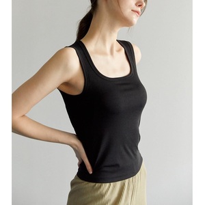 Precio de fábrica Verano Nuevo diseño Cuello en V profundo Mujeres Negro Tank Tops Sexy Backless Ladies Sin mangas Acanalado Tank Top de BD - Product Image 6