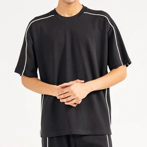 100% cotton T-Shirt cho nam giới lỏng phù hợp với O cổ dòng Trắng cánh tay paneled Chất lượng cao nửa tay áo áo Áo thun cho nam giới - Product Image 1