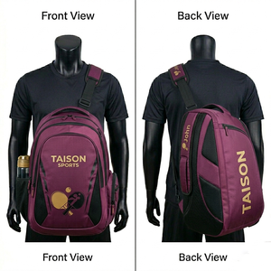 Mochila de Tenis de Mesa para Hombre, 300 GSM, Poliéster 600D, Diseño Duradero con Paneles Marrón y Negro, Logotipo Personalizado con Transferencia Térmica, Bolsa Deportiva - Product Image 1