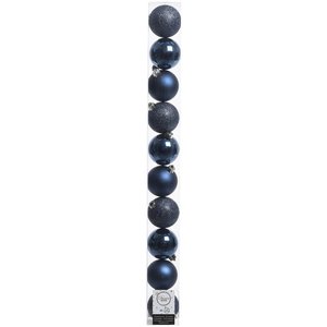Amicasa Juego de 10 Bolas de Navidad Azul Noche, Plástico, 6cm, 9020214, Adorno Navideño - Product Image 1