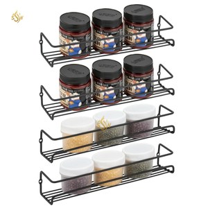 4 Tier gia vị lưu trữ Organizer <span class=keywords><strong>Rack</strong></span> và <span class=keywords><strong>shef</strong></span> màu đen sơn tĩnh điện trang trí Countertop nhà bếp gia vị Kệ từ Ấn Độ - Product Image 1