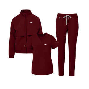 Personalizado Slim Fit manga corta enfermera Scrubs traje de punto Spandex Hospital uniforme Joggers Spa desgaste cómodo elástico superior inferior - Product Image 4