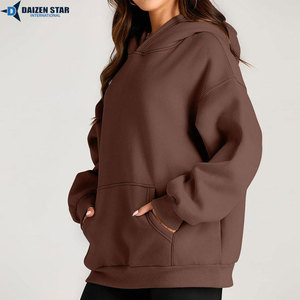DAIZEN STAR Ladies Eco-Friendly Winter Casual Hooded Pullover Solid Color 100% Cotton Fleece Quick Dry Breathable 3D Embroidered - Product Image 5