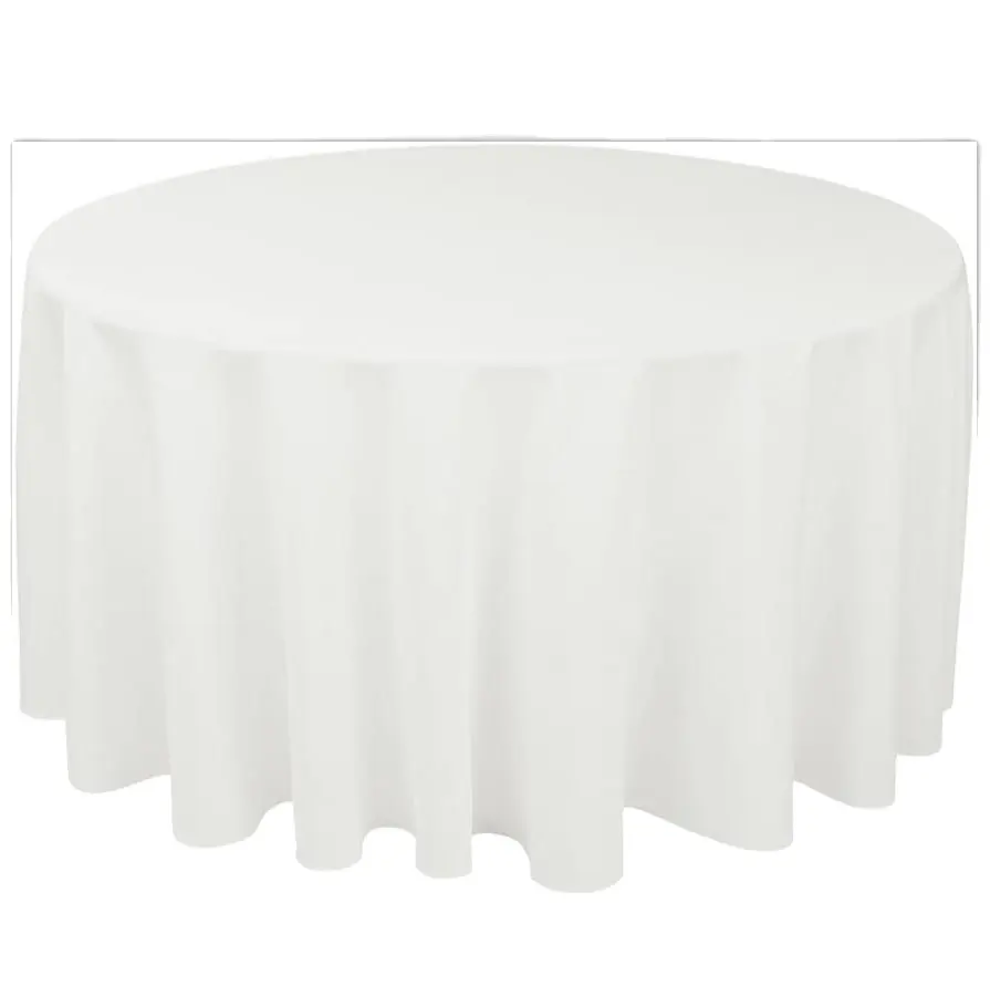 Yuvarlak masa örtüsü 120 inç lacivert yıkanabilir Polyester pamuk masa örtüsü için düğün parti