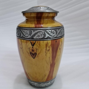 Urna Funeraria de Aluminio Clásica con Textura de Madera de Alta Calidad, Urna de Cremación Grabada para Adultos, Urna Conmemorativa Grande y Elegante - Product Image 1
