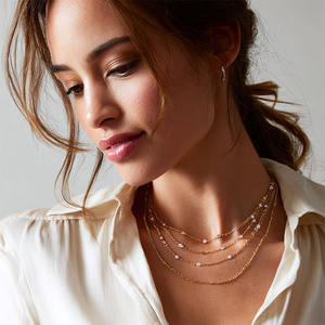 Custom logo pendant jewelry stone zircon layered <b>necklace</b> for women bulk - Product Image 4