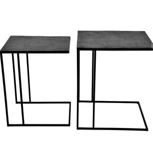 Meilleure vente Table basse en marbre en forme de C avec pied en métal doré Bureau d'ordinateur portable de haute qualité pour chevet ou canapé - Product Image 1