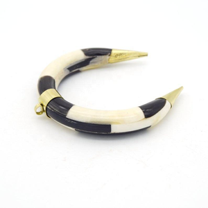 Collar hecho a mano, colgante de colmillo de hueso, colgante de hueso de buey, Real hueso de búfalo, blanco y marrón de la India por glowin fashion - Product Image 6