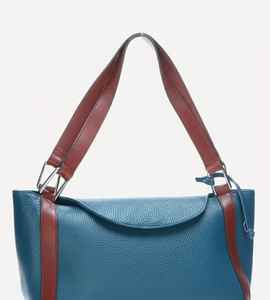 Sac à bandoulière pour femme en cuir grainé bleu, sac hobo à deux tons avec sangle, petit sac fourre-tout résistant à l'eau, tendance, mode américaine, cadeau pour elle - Product Image 2