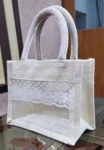 Bolsas de regalo de yute a granel personalizadas con ventana transparente de PVC para cesto y embalaje de fiesta Regalos de devolución para promociones corporativas - Product Image 5