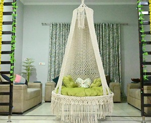 เก้าอี้แกว่งทำด้วยมือสไตล์โบฮีเมียนสำหรับระเบียงห้องนอนหรือมุมอ่านหนังสือแสนสบาย - Product Image 2