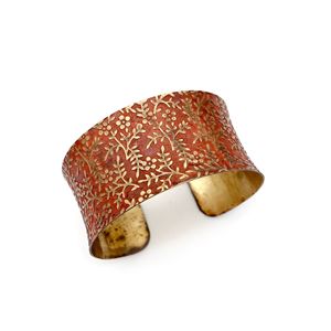 2026 December Trendy Brass Engraved Patina Cuff Bracelet Touchstone Hand Crafted Vintage Oxidized <b>COPPER</b> LEAF Cuff for Women - Product Image 6
