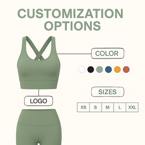 Ensembles de yoga d'entraînement Gym Fitness cordon de serrage respirant conception de logo personnalisé de haute qualité grande taille 2 pièces élasthanne/nylon femmes - Product Image 5