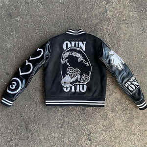 Blousons d'hiver personnalisables OEM, blousons universitaires unisexes, veste varsity, patchwork sur le devant, broderie sur toile, écologique - Product Image 3