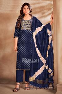 ชุดสูทพิมพ์ลายฟอยล์สำหรับผู้หญิงชุดสูทพิมพ์ลายคู่กับ dupatta ดีไซน์ใหม่ตามต้องการ - Product Image 5