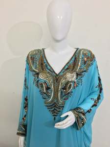 Breathable Premium Quality Embellished Sequined Hand Beaded Abaya <b>Cardigan</b> Kaftan Arabic Dress Middle East Full Length Caftan - Product Image 2
