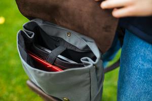 Sac à dos de luxe en cuir et toile, grande capacité, pour voyage en extérieur, école, ordinateur portable, respirant, écologique, léger, vente en gros - Product Image 4