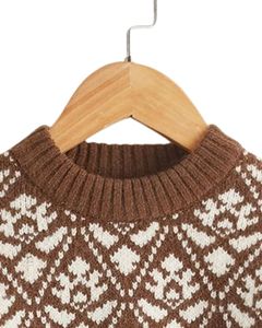 Kids Nordic Fair Isle <b>Knitted</b> Sweater Cozy Winter Pullover For Boys And In Brown Coffee Colors - Product Image 3
