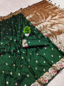 Sari en soie Banarasi Dhwaja Export Premium avec chemisier, doux, formel, orné de Zari cuivré, séchage rapide, toutes saisons, pour mariages - Product Image 5