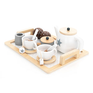 ROBINCOOL <b>Wooden</b> Children's <b>Tea</b> <b>Set</b> Includes Tray Teapot Accessories for Kitchen & Food <b>Toys</b> - Product Image 6