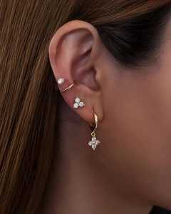 Pendientes de Diamantes Cultivados en Laboratorio con Corte Redondo de Trébol de Cuatro Hojas, Oro Sólido de 14K, Joyería Fina de Última Moda para Mujer, Regalo de Boda - Product Image 6