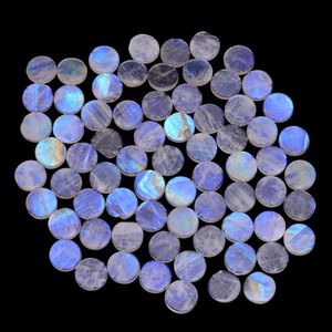 Code 10mm rond pierre de lune Cabochons haute qualité AAAA 8pc Pack naturel bleu arc-en-ciel pierres précieuses bijoux en pierre en vrac - Product Image 3