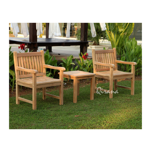 Table basse carrée à lattes en bois de teck pour l'extérieur et le jardin, classique et minimaliste, 50 cm pour meubles de jardin au bord de la piscine - Product Image 2