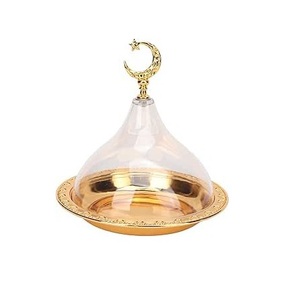 Round brass ramadan <b>tray</b> for contemporary households during ramadan festive food service and home decoration - Product Image 1