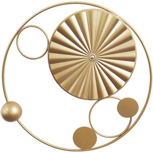 Arte de Pared Metálico Geométrico de Último Diseño, Decoración de Pared con Círculos y Anillos Texturizados en Dorado, Plateado y Marrón para Sala de Estar y Oficina - Product Image 4