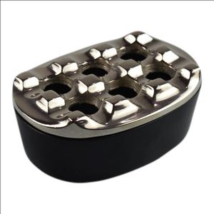 Double <b>Sided</b> Silver Plated Ashtray Holder Hotel <b>Table</b> Decor Smoking <b>Tray</b> Container - Product Image 5