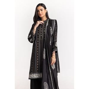 Salwar Kameez et Dupatta en coton cambric imprimé au bloc, style pakistanais-indien KDS-22087 - Product Image 4