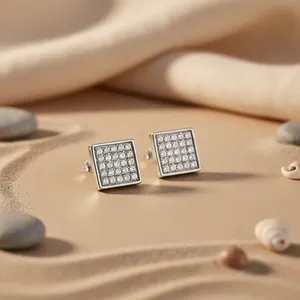Pendientes de Plata de Ley 925 con Diamantes Cuadrados para Mujer - Product Image 2