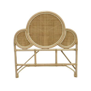 Cabecero de Cama de Ratán Natural Tejido a Mano con Marco, Diseño Triple Redondo, Estilo Boho Costero, Muebles de Dormitorio, Buen Precio - Product Image 1