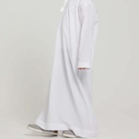 WEALTHY SPORTS Thobe Caftan pour Hommes Musulmans, Col Uni, Style Arabe Marocain Islamique, Décontracté, en Coton Respirant, Grande Taille, Longueur Cheville