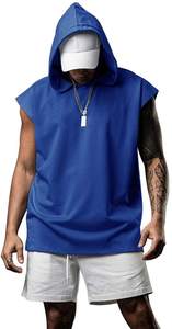 Camiseta sin mangas de algodón/poliéster para hombre, Sudadera con capucha para gimnasio, camiseta sin mangas informal de secado rápido con logotipo personalizado, tejido transpirable de 180g - Product Image 2