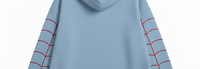 Sweat à capuche unisexe bleu poudré avec motif rouge uni, coupe décontractée, coupe-vent, streetwear, brodé, 100 % coton molletonné anti-boulochage, coupe ample