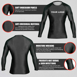 Vêtements de combat fabricant personnalisé à manches longues Jiu Jitsu protections contre les éruptions cutanées Nogi Rashguard - Product Image 6