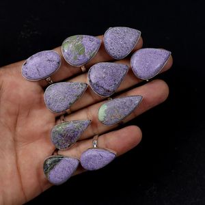 Exquisita piedra preciosa de Stichtite púrpura de la mejor calidad, anillo Chapado en plata, bisel, cabujón de purpurita, joyería fina para anillo de bodas - Product Image 4