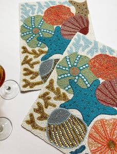 <b>Beaded</b> <b>Placemat</b> Handmade Charger Luxury Dining Holiday Decor Unique Piece Non-Slip MS Handicraft Housewarming - Product Image 2